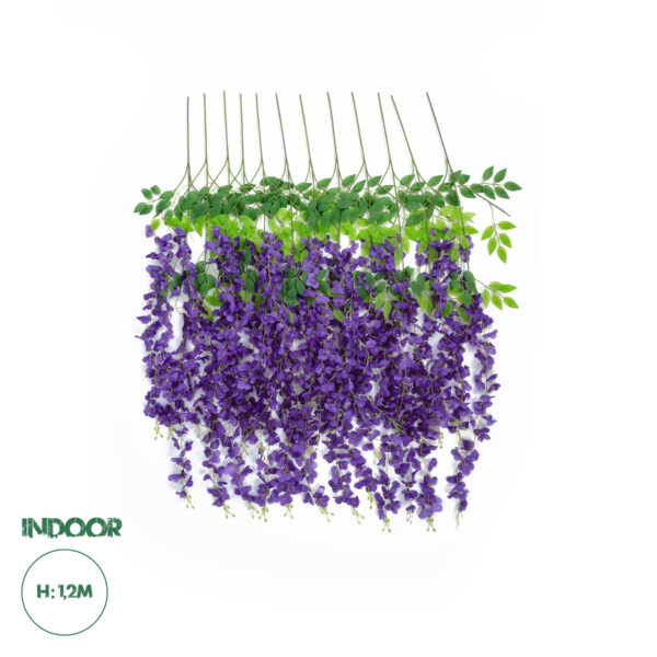 GloboStar® Artificial Garden VIOLET WISTERIA FLOWER BRANCH 21509 Σετ 12 Τεχνητά Διακοσμητικά κλαδιά Βιστέριας Βιολετί Φ45 x Υ120cm | 15,40 €