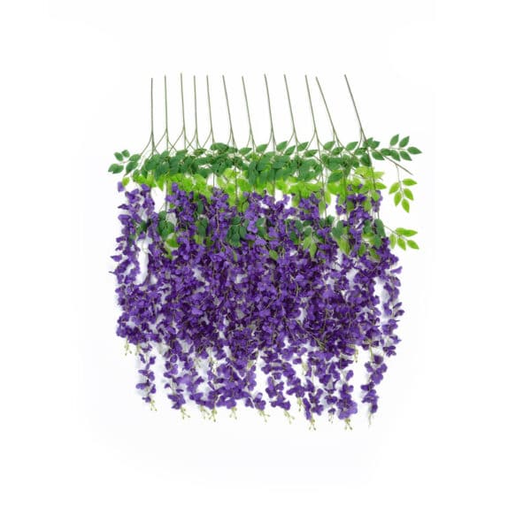 GloboStar® Artificial Garden VIOLET WISTERIA FLOWER BRANCH 21509 Σετ 12 Τεχνητά Διακοσμητικά κλαδιά Βιστέριας Βιολετί Φ45 x Υ120cm | 15,40 €