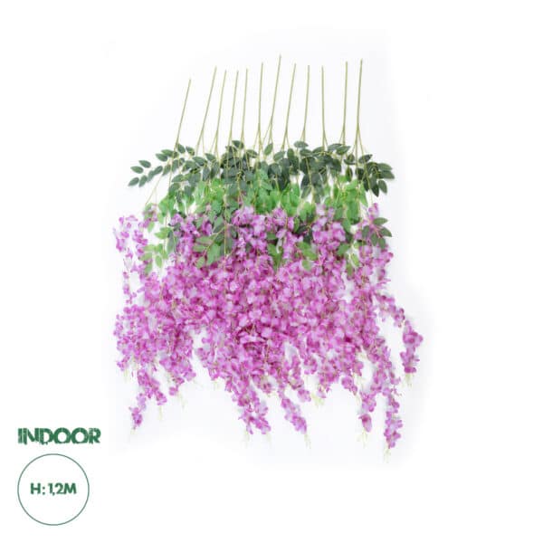 GloboStar® Artificial Garden PURPLE WISTERIA FLOWER BRANCH 21510 Σετ 12 Τεχνητά Διακοσμητικά κλαδιά Βιστέριας Μωβ Φ45 x Υ120cm | 15,70 €