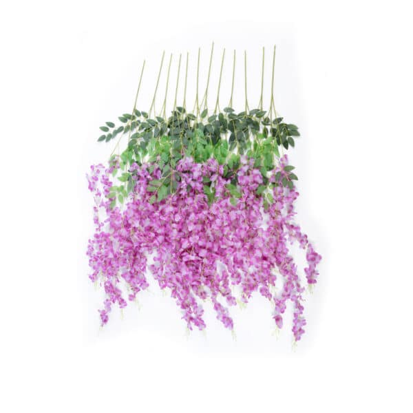 GloboStar® Artificial Garden PURPLE WISTERIA FLOWER BRANCH 21510 Σετ 12 Τεχνητά Διακοσμητικά κλαδιά Βιστέριας Μωβ Φ45 x Υ120cm | 15,70 €