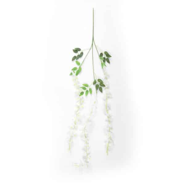 GloboStar® Artificial Garden WHITE WISTERIA FLOWER BRANCH 21513 Σετ 12 Τεχνητά Διακοσμητικά κλαδιά Βιστέριας Λευκό Φ45 x Υ120cm | 15,70 €