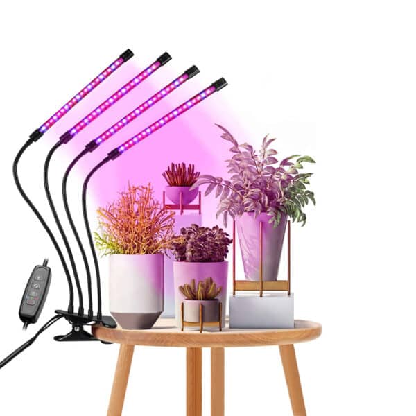 GloboStar® 85957 Grow Light Full Spectrum LED Φωτιστικό Ανάπτυξης Φυτών Γλάστρας με 4 Κινούμενες Κεφαλές & Βάση Μανταλάκι Clip SMD 2835 20W 160° AC230V IP20 με Dimmer & Timer Εσωτερικού Χώρου για Κάλυψη Επιφάνειας 1m x 1m Πλήρους Φάσματος Φωτισμού | 51,45 €