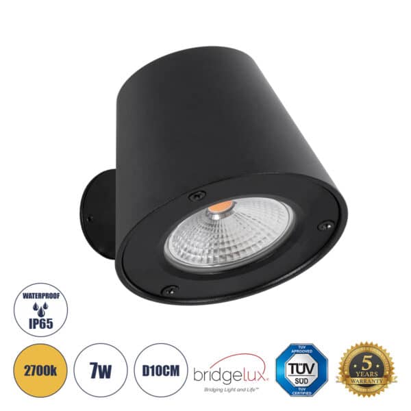 GloboStar® GARDENIA 60799 Φωτιστικό Τοίχου - Απλίκα Αρχιτεκτονικού Φωτισμού Εσωτερικού/Εξωτερικού Χώρου Up or Down LED 7W 700lm 60° AC220-240V Αδιάβροχο IP65 - Σώμα Αλουμινίου & Tempered Glass - Μ9.5 x Π13 x Υ7.7cm - Θερμό Λευκό 2700K - Μαύρο - Bridgelux Chip - 5 Years Warranty | 51,57 €