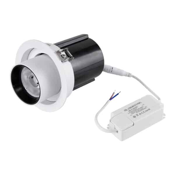 GloboStar® VIRGO-M 60307 Χωνευτό LED Spot Downlight TrimLess Φ11cm 12W 1500lm 36° AC 220-240V IP20 Φ11cm x Υ11.5cm - Στρόγγυλο - Λευκό με Μαύρο Κάτοπτρο - Θερμό Λευκό 2700K - Bridgelux COB - 5 Years Warranty | 42,84 €