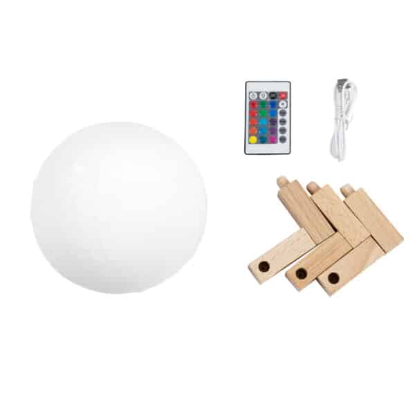 GloboStar® MOON 79618 Μοντέρνο Επιτραπέζιο Φωτιστικό Πορτατίφ LED 2W 120lm 360° DC 5V - Εναλλαγή Φωτισμού μέσω Τηλεχειριστηρίου & Αφής - Dimmable - RGBW - Φ10 x Υ13.5 - Λευκό | 13,14 €