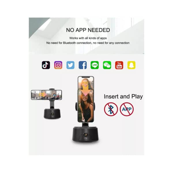 GloboStar® 86005 Following Face Auto Tracking Live Steaming Mobile Stand - Βάση Κινητού με Ανιχνευτή Κίνησης & Βάση για Τρίποδο - Μαύρο | 45,70 €