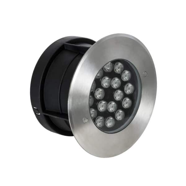 GloboStar® UNDERGROUND-SINA 90571 Χωνευτό Φωτιστικό Σποτ Δαπέδου LED 18W 1620lm 15° DC 24V Αδιάβροχο IP68 Φ20 x Υ11cm Θερμό Λευκό 2700K - Ανοξείδωτο Ατσάλι - 3 Χρόνια Εγγύηση | 43,43 €