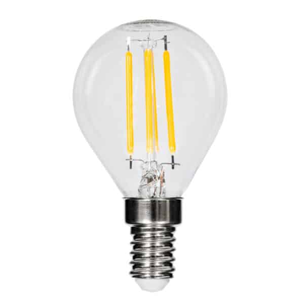 GloboStar® 99003 Λάμπα LED Long Filament E14 G45 Γλομπάκι 4W 400lm 360° AC 220-240V IP20 Φ4.5 x Υ7.5cm Θερμό Λευκό 2700K με Διάφανο Γυαλί Dimmable - 3 Χρόνια Εγγύηση | 4,22 €