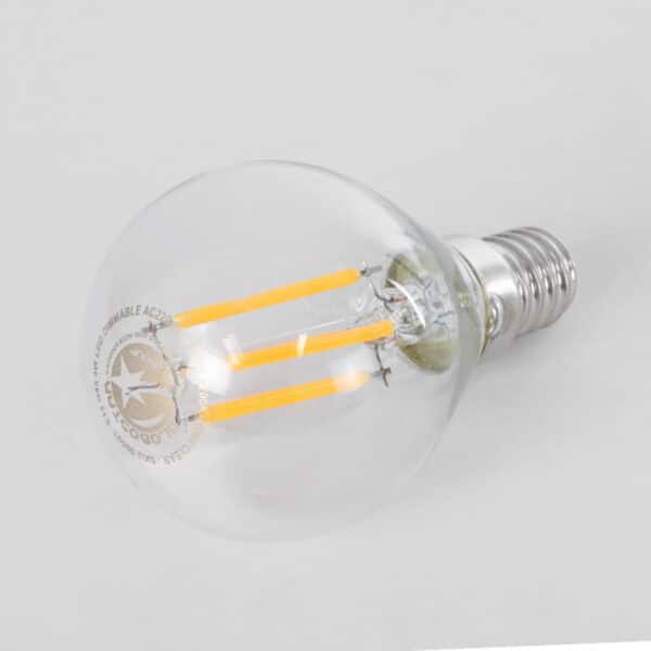 GloboStar® 99003 Λάμπα LED Long Filament E14 G45 Γλομπάκι 4W 400lm 360° AC 220-240V IP20 Φ4.5 x Υ7.5cm Θερμό Λευκό 2700K με Διάφανο Γυαλί Dimmable - 3 Χρόνια Εγγύηση | 4,22 €