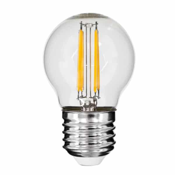 GloboStar® 99005 Λάμπα LED Long Filament E27 G45 Γλομπάκι 5W 500lm 360° AC 220-240V IP20 Φ4.5 x Υ7.5cm Θερμό Λευκό 2700K με Διάφανο Γυαλί - Dimmable - 3 Years Warranty | 4,64 €