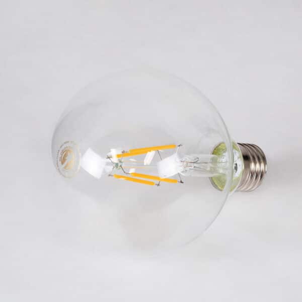 GloboStar® 99009 Λάμπα LED Long Filament E27 G95 Γλόμπος 4W 400lm 360° AC 220-240V IP20 Φ9.5 x Υ13.5cm Θερμό Λευκό 2700K με Διάφανο Γυαλί - Dimmable - 3 Years Warranty | 5,14 €