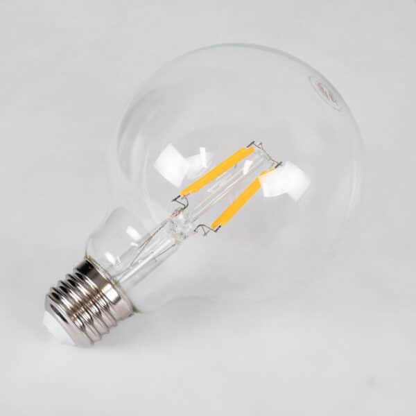 GloboStar® 99009 Λάμπα LED Long Filament E27 G95 Γλόμπος 4W 400lm 360° AC 220-240V IP20 Φ9.5 x Υ13.5cm Θερμό Λευκό 2700K με Διάφανο Γυαλί - Dimmable - 3 Years Warranty | 5,14 €