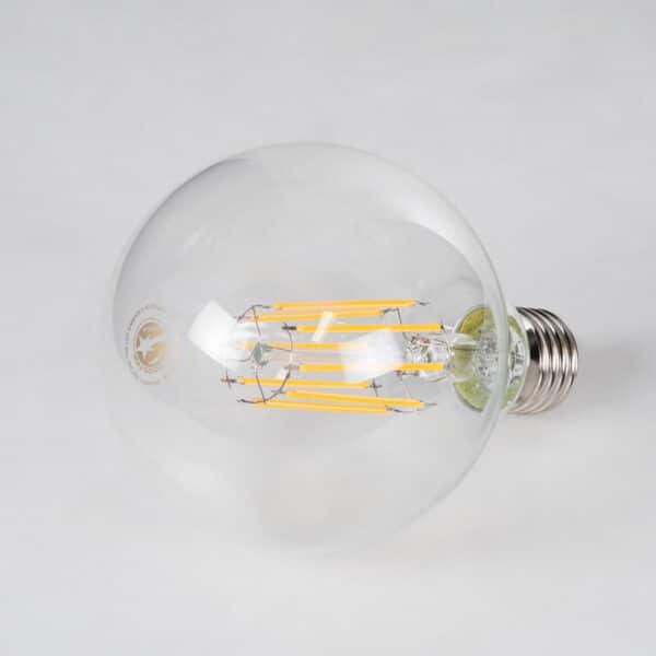 GloboStar® 99011 Λάμπα LED Long Filament E27 G95 Γλόμπος 12W 1200lm 360° AC 220-240V IP20 Φ9.5 x Υ13.5cm Θερμό Λευκό 2700K με Διάφανο Γυαλί - Dimmable - 3 Years Warranty | 8,72 €