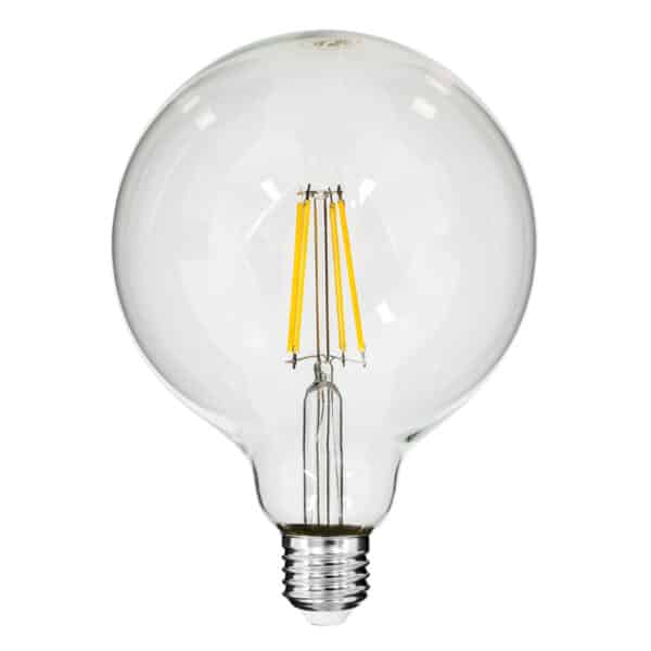 GloboStar® 99013 Λάμπα LED Long Filament E27 G125 Γλόμπος 8W 800lm 360° AC 220-240V IP20 Φ12.5 x Υ18cm Θερμό Λευκό 2700K με Διάφανο Γυαλί - Dimmable - 3 Years Warranty | 7,73 €