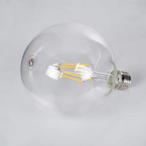 GloboStar® 99013 Λάμπα LED Long Filament E27 G125 Γλόμπος 8W 800lm 360° AC 220-240V IP20 Φ12.5 x Υ18cm Θερμό Λευκό 2700K με Διάφανο Γυαλί - Dimmable - 3 Years Warranty | 7,73 €