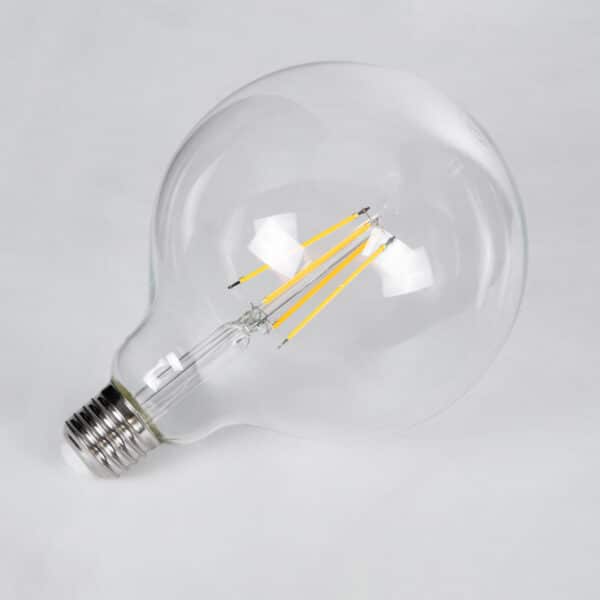 GloboStar® 99013 Λάμπα LED Long Filament E27 G125 Γλόμπος 8W 800lm 360° AC 220-240V IP20 Φ12.5 x Υ18cm Θερμό Λευκό 2700K με Διάφανο Γυαλί - Dimmable - 3 Years Warranty | 7,73 €