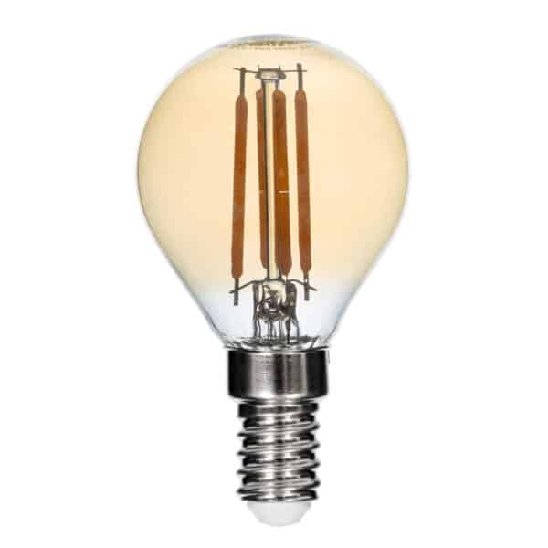 GloboStar® 99033 Λάμπα LED Long Filament E14 G45 Γλομπάκι 4W 350lm 360° AC 220-240V IP20 Φ4.5 x Υ7.5cm Ultra Θερμό Λευκό 2200K με Μελί Γυαλί - Dimmable - 3 Years Warranty | 4,64 €