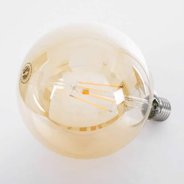 GloboStar® 99043 Λάμπα LED Long Filament E27 G125 Γλόμπος 8W 720lm 360° AC 220-240V IP20 Φ12.5 x Υ18cm Ultra Θερμό Λευκό 2200 K με Μελί Γυαλί Dimmable - 3 Χρόνια Εγγύηση | 8,72 €