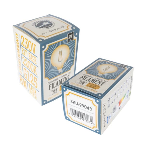 GloboStar® 99043 Λάμπα LED Long Filament E27 G125 Γλόμπος 8W 720lm 360° AC 220-240V IP20 Φ12.5 x Υ18cm Ultra Θερμό Λευκό 2200 K με Μελί Γυαλί Dimmable - 3 Χρόνια Εγγύηση | 8,72 €