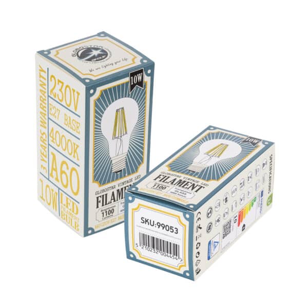 GloboStar® 99053 Λάμπα LED Long Filament E27 A60 Γλόμπος 10W 1100lm 360° AC 220-240V IP20 Φ6 x Υ10.5cm Φυσικό Λευκό 4000K με Διάφανο Γυαλί - Dimmable - 3 Χρόνια Εγγύηση | 6,93 €