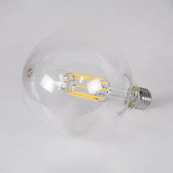 GloboStar® 99055 Λάμπα LED Long Filament E27 G125 Γλόμπος 12W 1320lm 360° AC 220-240V IP20 Φ12.5 x Υ18cm Φυσικό Λευκό 4000K με Διάφανο Γυαλί - Dimmable - 3 Years Warranty | 9,38 €