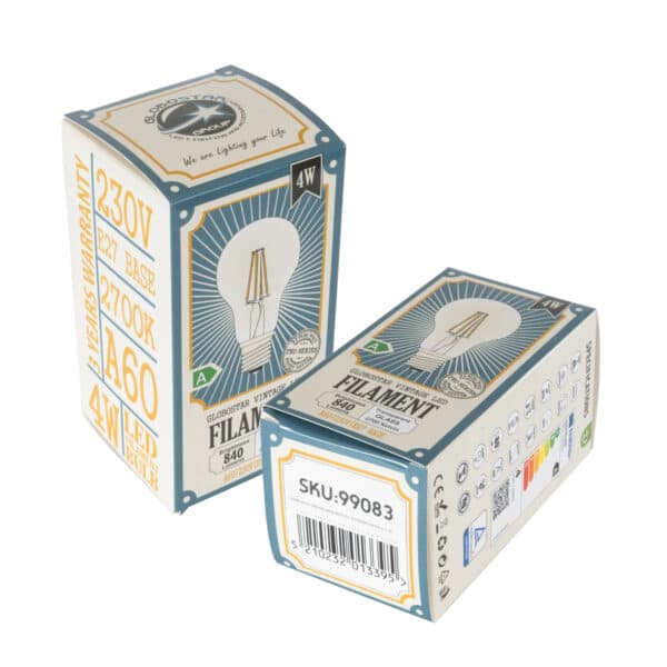 GloboStar® 99083 Λάμπα LED Long Filament E27 A60 Γλόμπος 4W 840lm 360° AC 220-240V IP20 Φ6 x Υ11cm Θερμό Λευκό 2700K με Διάφανο Γυαλί - Pro Series 210lm/W - A Ενεργειακή Κλάση - 3 Χρόνια Εγγύηση | 9,98 €