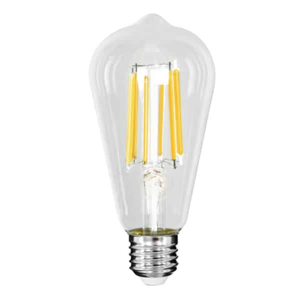 GloboStar® 99090 Λάμπα LED Long Filament E27 ST64 Αχλάδι 7W 1470lm 360° AC 220-240V IP20 Φ6.4 x Υ14.5cm Θερμό Λευκό 2700K με Διάφανο Γυαλί - Pro Series 210lm/W - A Ενεργειακή Κλάση - 3 Χρόνια Εγγύηση | 12,38 €