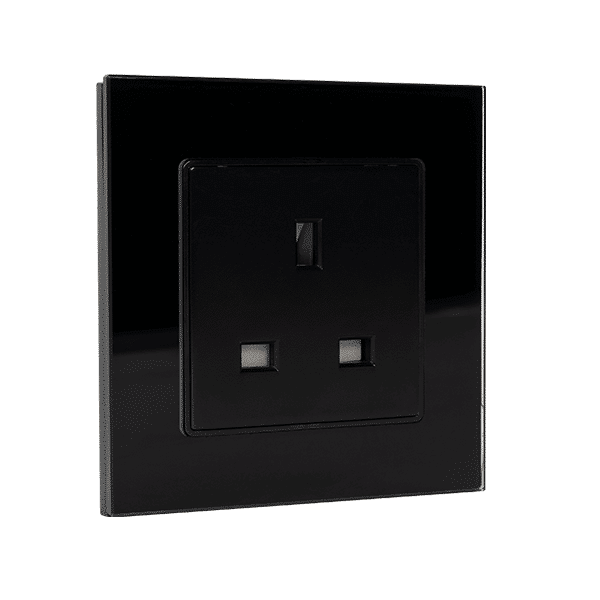 UK TYPE SOCKET 13A GLASS FRAME BLACK