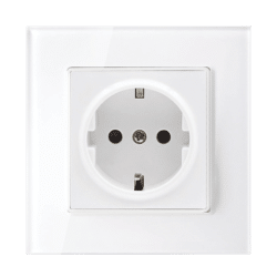 GERMAN TYPE SOCKET 16A GLASS FRAME WHITE+C. BOX