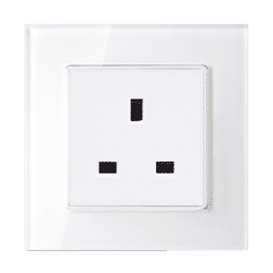 UK TYPE SOCKET 13A GLASS FRAME WHITE