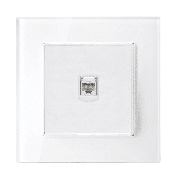 SINGLE LAN SOCKET GLASS FRAME WHITE