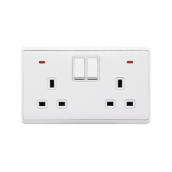 LONDON DOUBLE SOCKET WITH 1P BUTTON SWITCH NEON WH