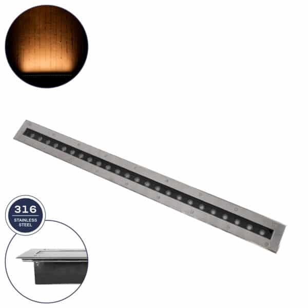 GloboStar® UNDERGROUND-REMVI 90194-Y Χωνευτό Φωτιστικό Wall Washer Δαπέδου LED 18W 1440lm 10° DC 24V Αδιάβροχο IP68 L100 x W9 x H7.2cm Αρχιτεκτονικό Πορτοκαλί 2200K - Ανοξείδωτο Ατσάλι - 3 Years Warranty | 138,46 €