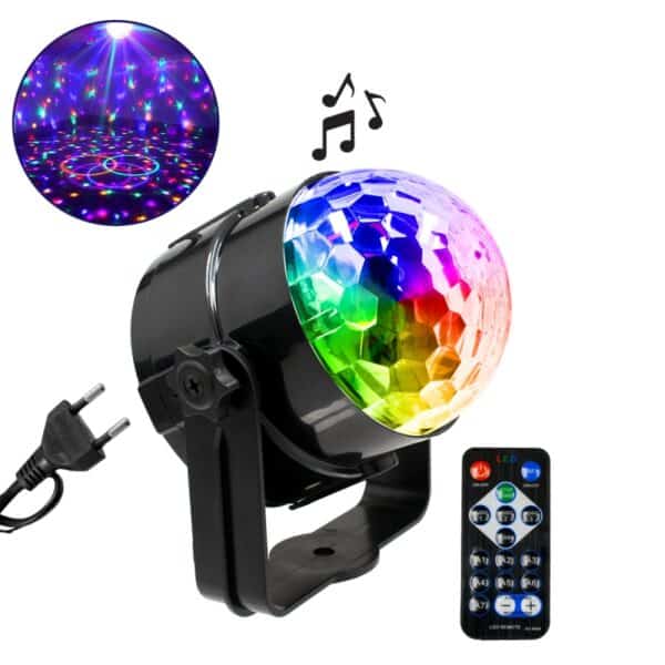 GloboStar® 79601-1 LED Party Disco Μπάλα με Περιστρεφόμενα Φωτορυθμικά Εφέ Πολύχρωμη RGB 15W με Sound Control Activated Εφέ και με Ασύρματο Χειριστήριο AC 230V IP20 Μ11 x Π8.6 x Υ13cm | 14,86 €