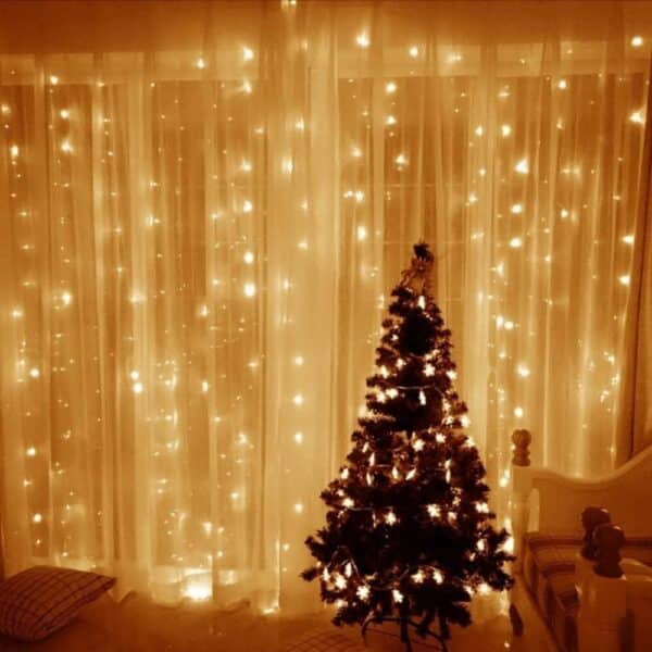 Επεκτεινόμενη Χριστουγεννιάτικη LED Κουρτίνα Βροχή 320led 18W Λευκό Θερμό | 27,90 €