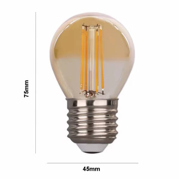 Filament G Γλομπάκι LED Ε Watt Amber Γυαλί