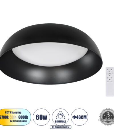 GloboStar® BARCHETTA 61399-S Πλαφονιέρα Οροφής LED CCT 72W 8306lm 120° AC 220-240V - Εναλλαγή Φωτισμού μέσω Τηλεχειριστηρίου All In One Ψυχρό 6000k+Φυσικό 4500k+Θερμό 2700k Dimmable Φ48cm - Χρυσό - 3 Years Warranty |