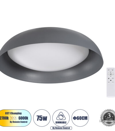 GloboStar® BARCHETTA 61399-S Πλαφονιέρα Οροφής LED CCT 72W 8306lm 120° AC 220-240V - Εναλλαγή Φωτισμού μέσω Τηλεχειριστηρίου All In One Ψυχρό 6000k+Φυσικό 4500k+Θερμό 2700k Dimmable Φ48cm - Χρυσό - 3 Years Warranty |