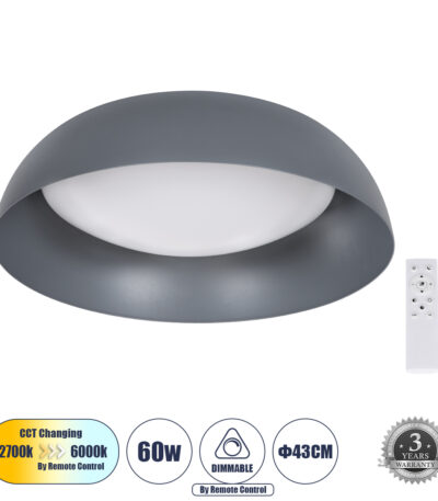 GloboStar® BARCHETTA 61399-S Πλαφονιέρα Οροφής LED CCT 72W 8306lm 120° AC 220-240V - Εναλλαγή Φωτισμού μέσω Τηλεχειριστηρίου All In One Ψυχρό 6000k+Φυσικό 4500k+Θερμό 2700k Dimmable Φ48cm - Χρυσό - 3 Years Warranty |