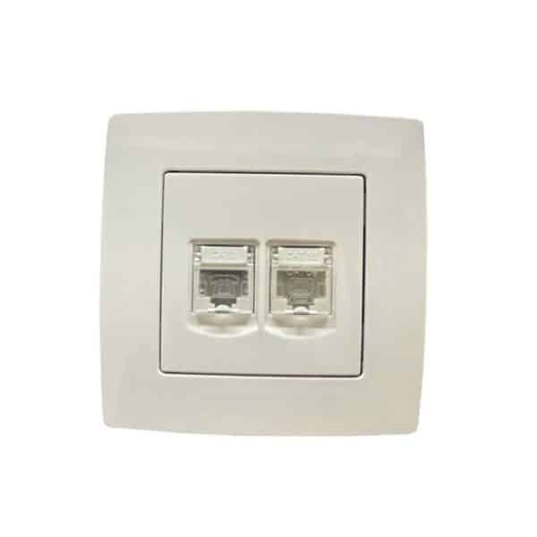 Elmark Πρίζα Πληροφορικής RJ11 + RJ45 Λευκή Μεταλλιζέ – CITY (190731)