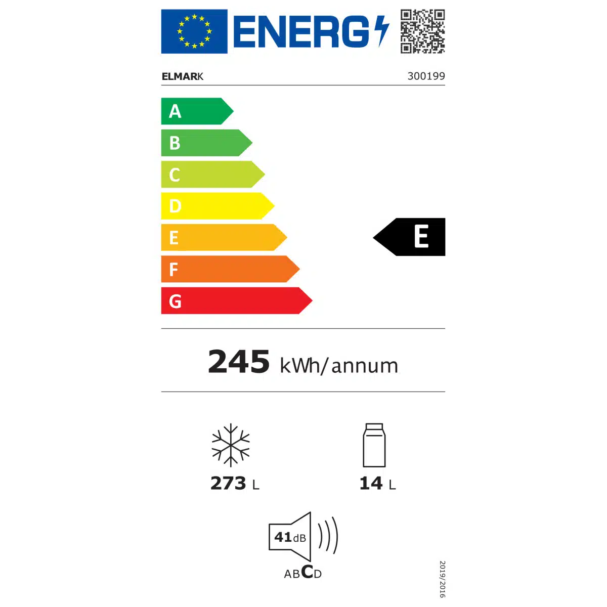 Elmark EL-364F Ψυγείο/Καταψύκτης Μονόπορτος 273L No Frost Λευκός (Produced for ELMARK by Midea) - Image 3