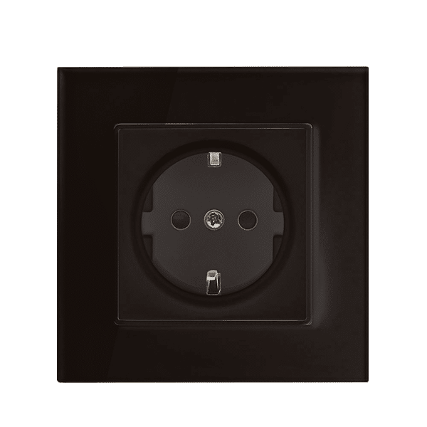 GERMAN TYPE SOCKET 16A GLASS FRAME BLACK+C. BOX