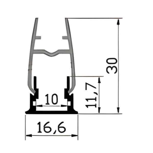 EL PROFILE FOR GLASS SHELF FOR LED STRIP M