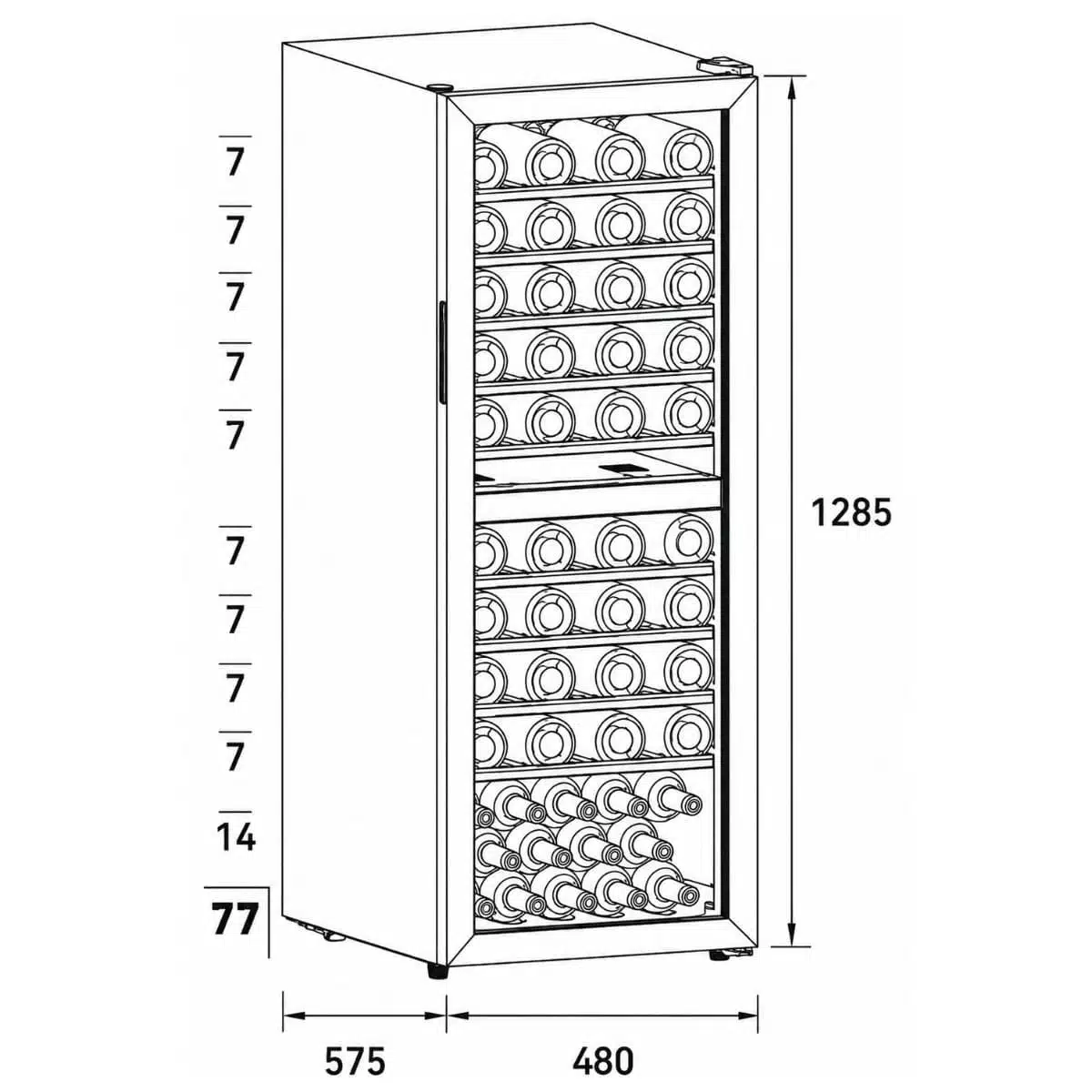 Elmark Free Standing Wine Cooler El FSWC77D – Ψυγείο Κρασιών 77 Φιαλών Με Διπλή Ζώνη Ψύξης Produced For Elmark By Midea