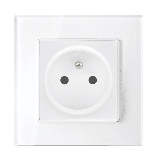 FRENCH TYPE SOCKET 16A GLASS FRAME WHITE+C. BOX