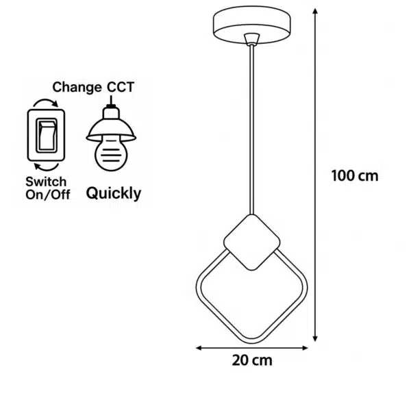 Round Μεταλλικό Κρεμαστό Φωτιστικό Watt CCT