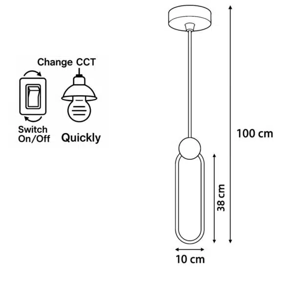 Round Μεταλλικό Κρεμαστό Φωτιστικό Watt CCT