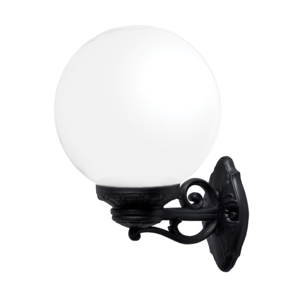 GLOBE 250 OPAL GARDEN WALL LAMP 1XE27 IP55 BLACK