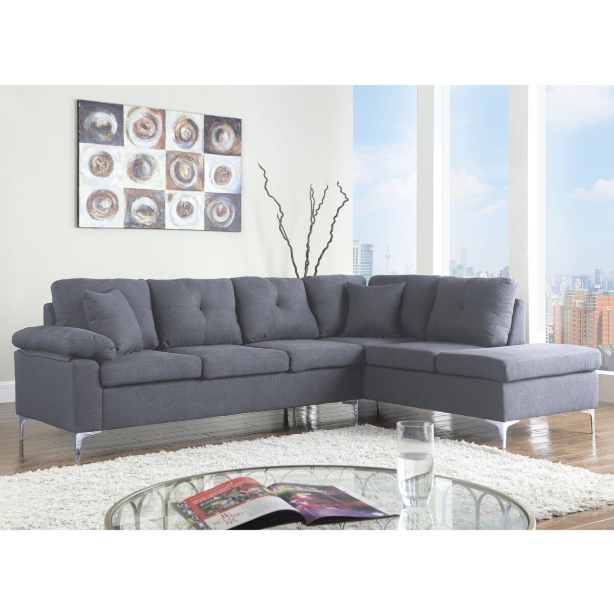 ΚΑΝΑΠΕΣ ΓΩΝΙΑ ΔΕΞΙΑ ZAILA HM3087R ΥΦΑΣΜΑ ΓΚΡΙ 282x197x90 εκ. - Image 2