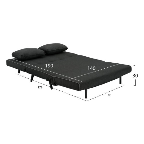 ΚΑΝΑΠΕΣ ΚΡΕΒΑΤΙ 2 ΑΤΟΜΩΝ ASMA HM3077.03 ΣΚΟΥΡΟ ΓΚΡΙ ΥΦΑΣΜΑ 140x80x77Yεκ. - Image 3